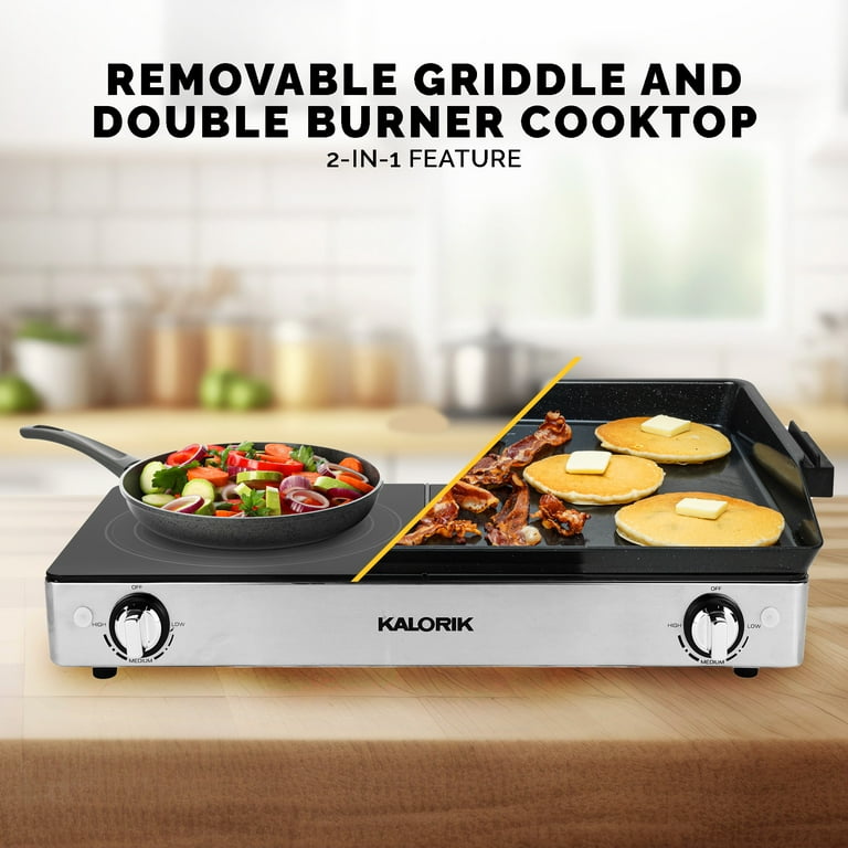 Kalorik Pro Double Griddle and Cooktop, Stainless Steel