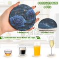 thumbnail image 4 of 6 Pcs Drink Coasters with Holder 3.94in Woven Coasters for Drinks Blue Rose Pattern Coaster Set for Protection Table, 4 of 7