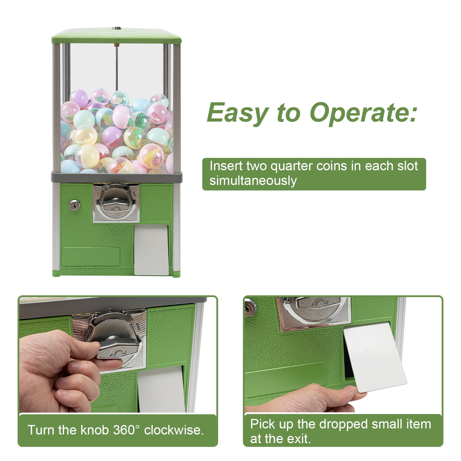 Wildnix Bright Green Vending Machine with Large Capacity for 200 Capsule Toys, Security Lock, No Installation Needed, Perfect for Children and Profit