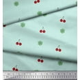 thumbnail image 2 of Soimoi Green polyester Crepe Fabric Snowflakes & Cherry Fruits Printed Craft Fabric by the Yard 42 Inch Wide, 2 of 3