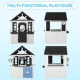 thumbnail image 4 of AiKidKit Kids Outdoor Playhouse, Wooden Playhouse with Play Kitchen, Working Doorbell, Bird Cage, Pet Door, Backyard Casa de CampañA Para NiñOs Country Style, Black & White, 4 of 13
