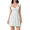 thumbnail image 2 of Rdhnmea Women Mini Dress, Cap Sleeve Low-cut Backless Flower Print A-line Dress Summer Dress, 2 of 9