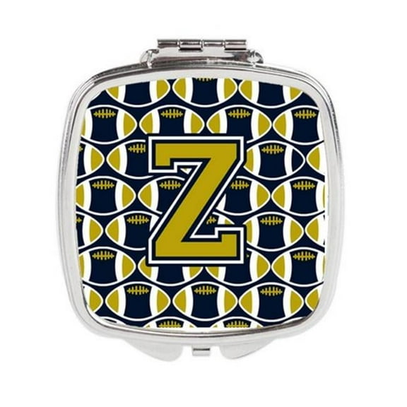 Carolines Treasures  Letter Z Football Blue & Gold Compact Mirror