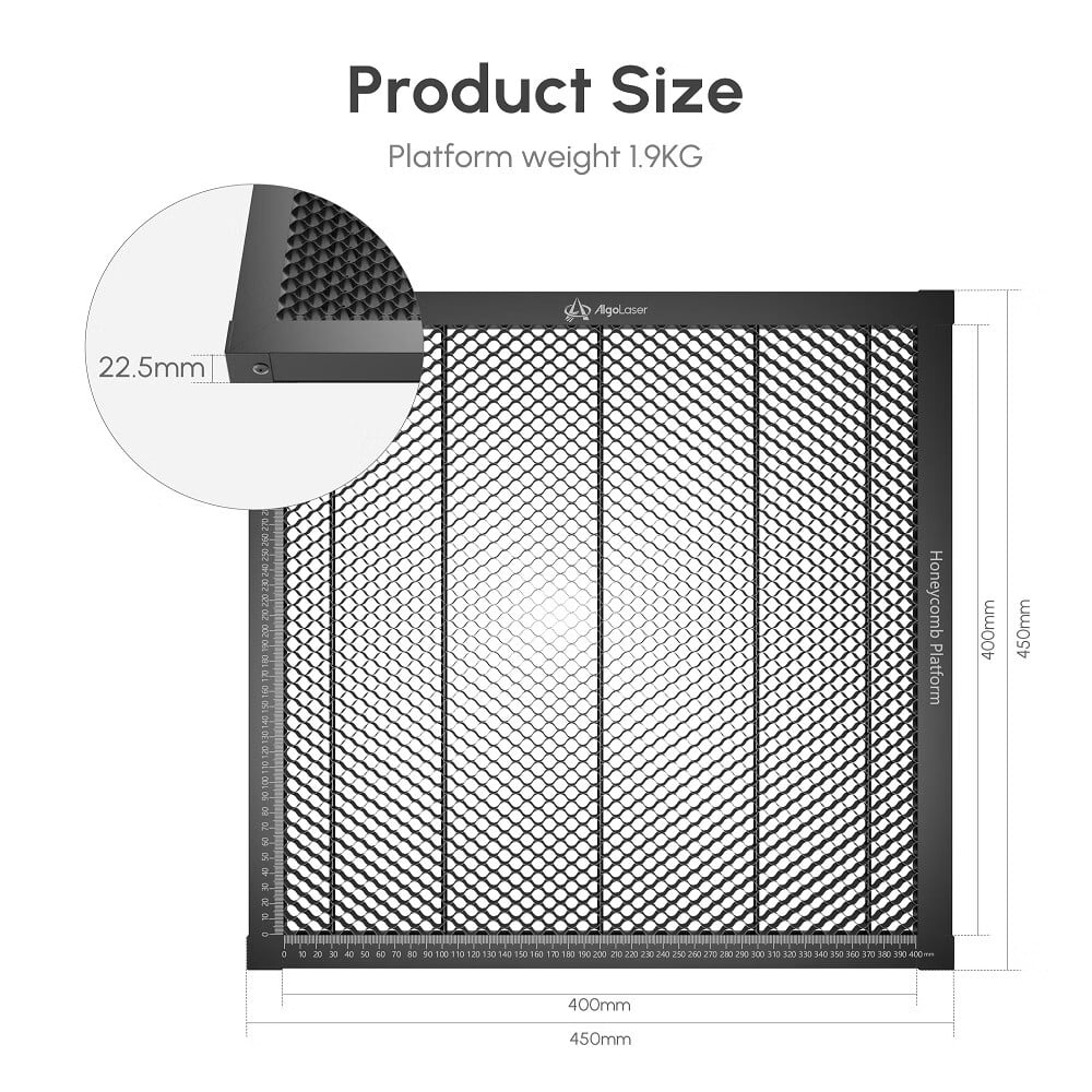 AlgoLaser Honeycomb Laser Bed, Honeycomb Working Table for Laser Cutter and Engraver Machine with Aluminum Plate, Laser Engraver Accessories, Smooth Edge Cutting