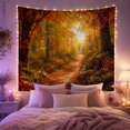 thumbnail image 2 of Autumn Forest Path with Sunlit Trees and Mossy Rocks, Serene Rustic for Nature Lovers, Woodland Wall Decor, Mother's Day Gift, Tapestry Wall Hanging for Bedroom and Living Room, 2 of 7
