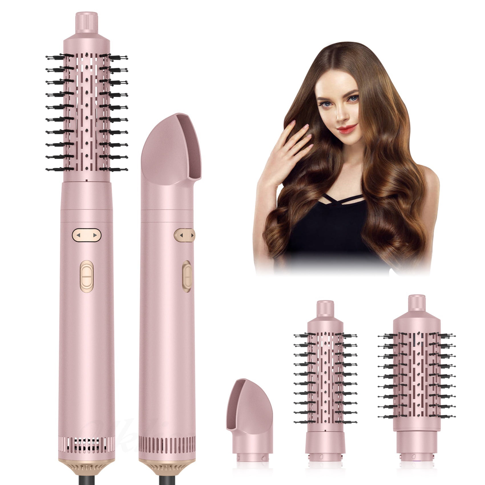 3-in-1 Rotating Hot Air Brush Styler, Professional Ionic Hair Dryer Brush Set with 3 Interchangeable Heads for Volumizing, Smoothing, and Creating Salon-Quality Blowouts