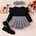 thumbnail image 2 of RMGVDSD Baby Girl Fall Winter Clothes Long Sleeve Romper Dress Plaid Skirt + Socks + Headband Cute Casual Outfits Holiday 12-18 Months, 2 of 8