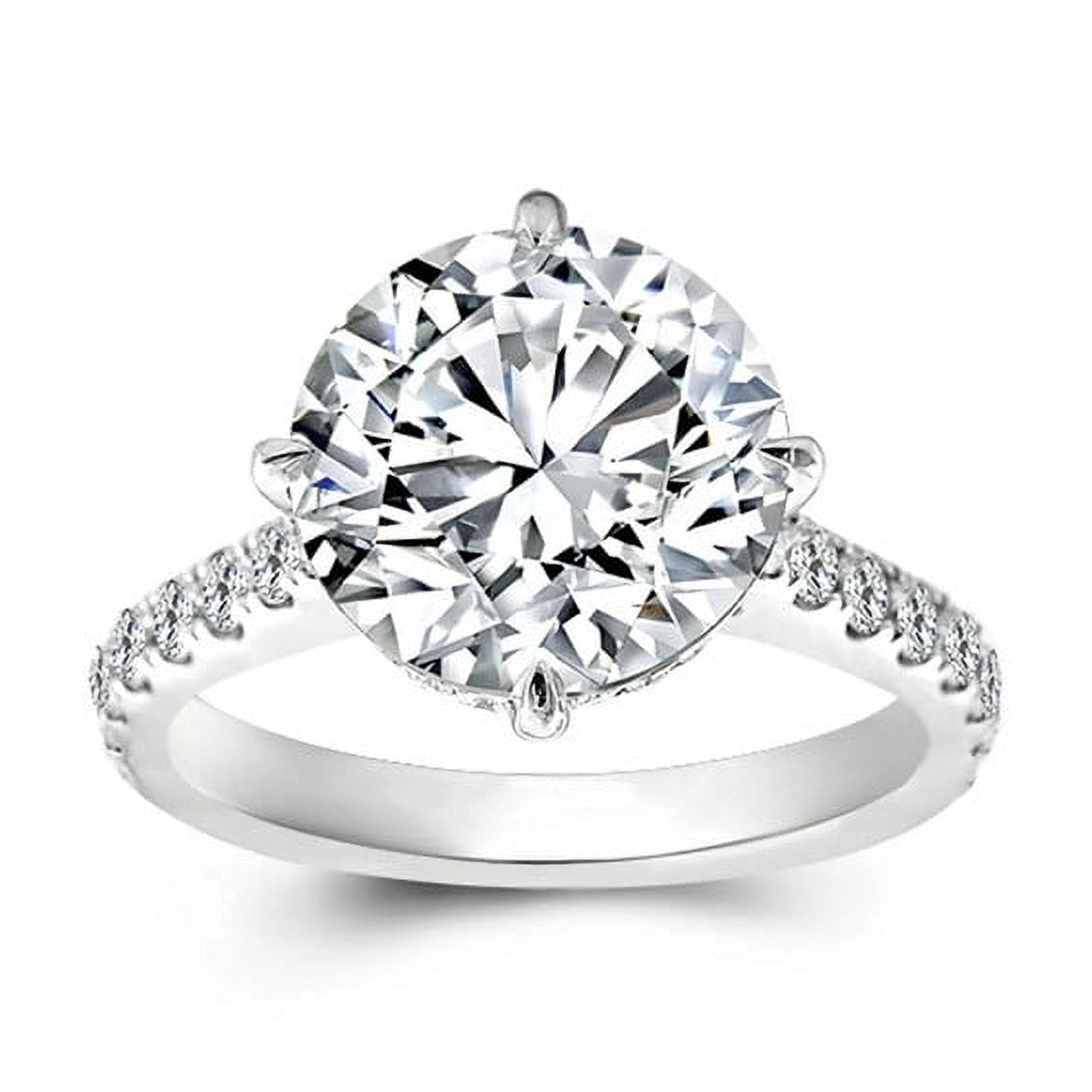 solitaire jewels 5CT Round Moissanite Hidden Halo Engagement Ring For Women, 14K Yellow Gold