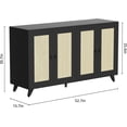 thumbnail image 2 of DIYART 52.7" W Large Black Sideboard Buffet Cabinet with Rattan 4 Doors, Accent Coffee Bar Cabinet, Kitchen Cabinet for Living Room, Kitchen or Hallway, 2 of 7