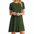 thumbnail image 2 of Vestido Mujer Verano Camiseta Larga Vestido De Manga Corta De Color Sólido, Verde, S Methold AP001906-01, 2 of 4