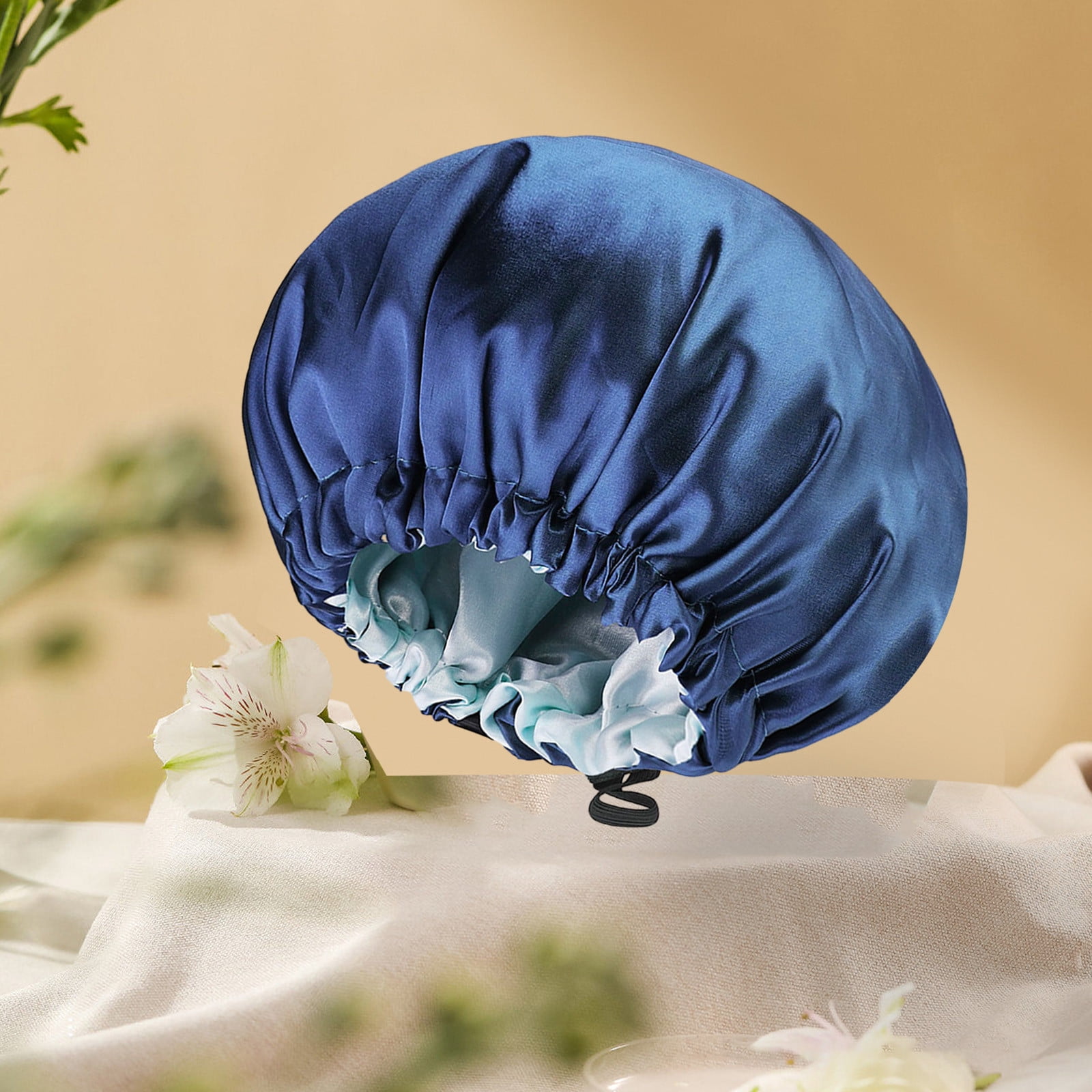 Weloille Reversible Silk Satin Cap For Sleeping, Adaptable Button Silk Satin Hair Cap, Fashionable Double Layer Hair Cap