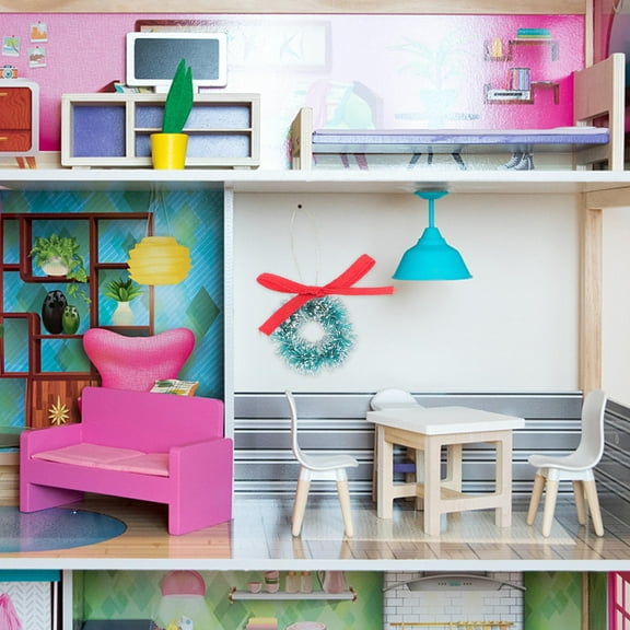 TABLZONE 4Pcs Flower Wreath Miniature Christmas Style Plastic Indoor Decoration For Furniture