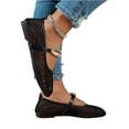 thumbnail image 5 of HTHLVMD Summer Walking Shoes, Hollow Breathable Casual Footwear, Mesh Mary Jane, Women's Mesh Ballet Flats Fishnet Ballerina Flats Buckle Strap Mary Jane Causal Daily Dress Shoes, Black 7, 5 of 6