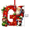 thumbnail image 3 of 26 Letters Christmas Ornament, Christmas Surprise Gift Ornament Santa & Elf Design, A to Z Letters Alphabet Ornament, Red Bow Wreath Decoration Letter Ornaments, Last Name Decoration Ornaments-G, 3 of 5
