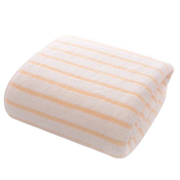 Leodye 1PCS Fleece Striped Towel Household Soft Water Absorbing Drying Non Linting Bath Face Wash Towel Thickened Men's and Women's Face Towel- 27.55x11.81x0.24in