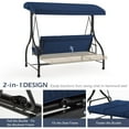 thumbnail image 2 of AECOJOY 3 Person Canopy Steel Porch Swing, Converting Swing Glider Hammock-Dark Blue, 2 of 7