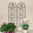 thumbnail image 2 of Yoneston 2 Pack 86.7" x 19.7" Metal Garden Trellis, Rustproof Arched Trellis for Climbing Plants, Sturdy Patio Plant Support for Outdoor, Black, 2 of 7
