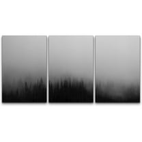 wall26 - 3 Piece Canvas Wall Art - Black Pine Tree Forest Among The Fog Mistery Concept - Modern Home Art Stretched and Framed Ready to Hang - 24"x36"x3 Panels