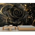 thumbnail image 2 of Black Gold Rose Wall Mural - Luxury Flower Peel And Stick Wallpaper For Living Room Bedroom, Rose Mural 158"W x 110"H (Not Peel and Stick), 2 of 6