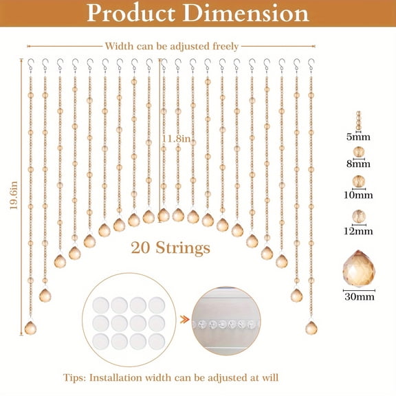 [2D Flat] Crystal Glass Beaded Valance Arched Room Partition Divider Wedding Party Hanging Decoration for Door Entrance Closet