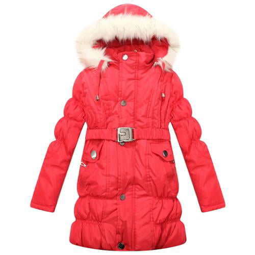 Vandret Udelukke Skifte tøj Richie House Big Girls Red Fur Hood Belt Padded Winter Jacket 7 -  Walmart.com