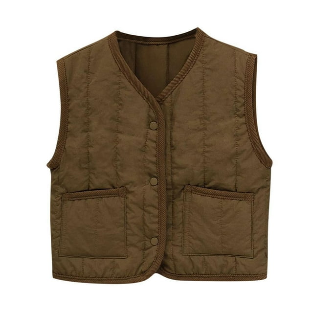 Gilet pour Enfants, Veste Sans Manches à Col Rond en Polyester Respirant, Offre une Légère Chaleur pour l'Automne et l'Hiver, Tenue Décontractée