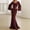 X-140Wine, variant on YMNXA Women's Dress Flared Sleeve V Neck Solid Color Sequin Evening Gown Elegant Fashion Dresses For Party Black L