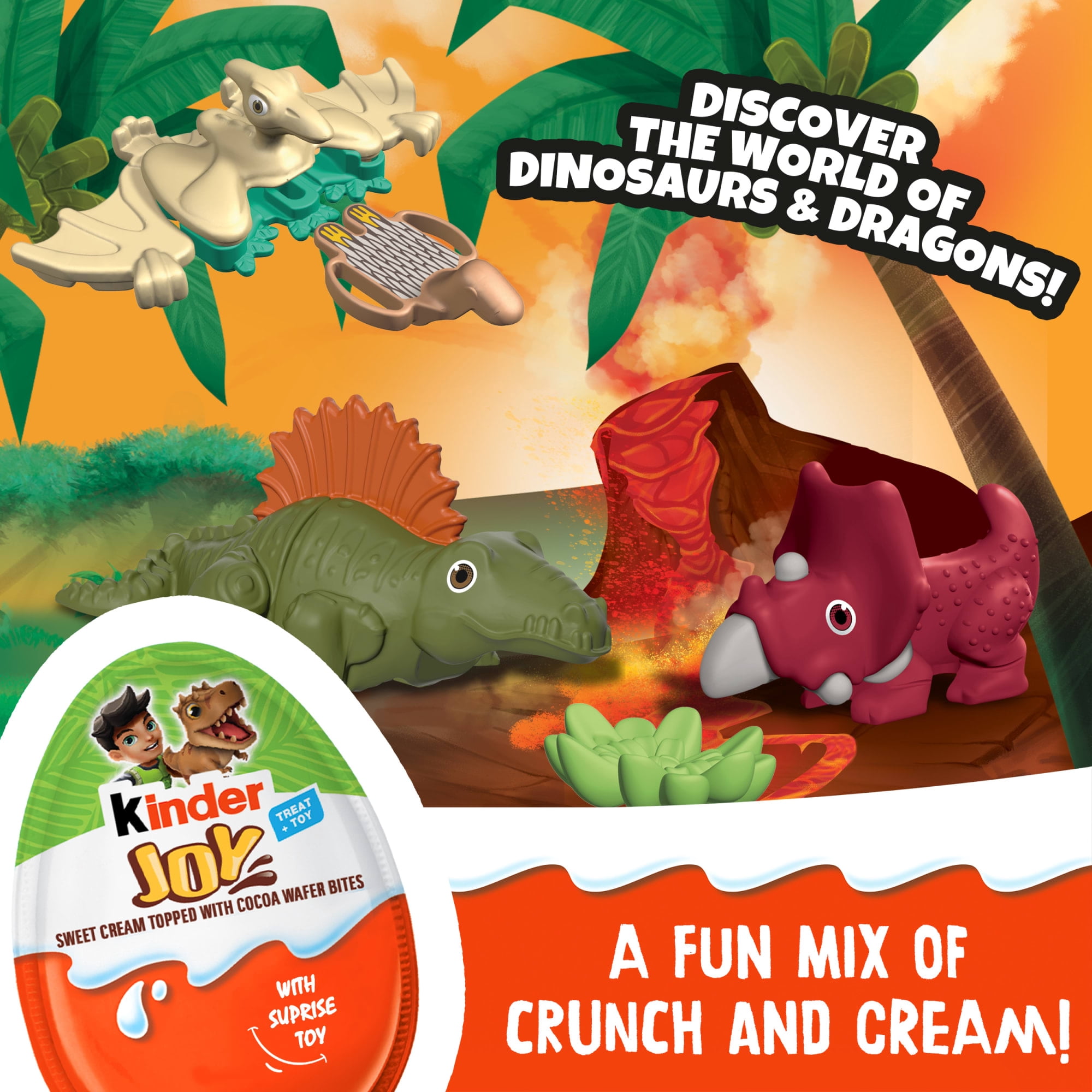 Kinder Joy Treat + Toy, Fairies & Friends Egg, Sweet Cream and Two Crispy Wafer Bites, 0.7 oz