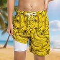 thumbnail image 2 of Rggeeun Toddler Boys Swimsuit Set Cartoon Fruit Pattern Double Layer Trunks Wide Leg Elastic Waist with Adjustable Tie Knee Length for Summer Splash Fun Sweet Beachwear,Multicolor,11-12 Years, 2 of 4