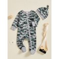 thumbnail image 5 of Cjfdfy Newborn Baby Boy Footies Rompers Green Camouflage Long Sleeve Zip Up Footed Bodysuits With Hat Baby Announcement Outfit Infant Cute Coming Home Outfit 0-6M, 5 of 9