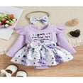 thumbnail image 2 of Infant Romper Dress Letter Embroidery Ribbed Floral Print Bodysuit, 2 of 6