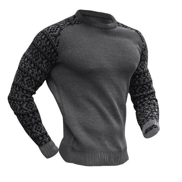 Suéteres Para Hombres Otoño Invierno Suéter de Punto Nuevo Suéter Cálido Colorblock Imprimir Tops Blusa Odeerbi ODB177938