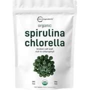 Micro Ingredients Organic Spirulina Chlorella Tablets 3,000mg Per Serving, 720 Tablets (4 Month Supply) | 50/50 Blend Superfood