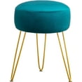 thumbnail image 6 of Dycanpo Vanity Stool for Makeup Room, Round Ottoman Foot Stool, Velvet Footrest Vanity Chair, Teal, 6 of 10