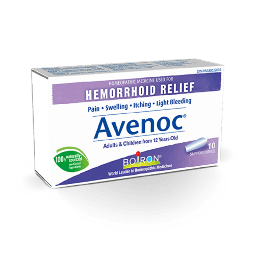 Boiron Avenoc Hemorrhoid Relief Suppositories – Pain, Swelling, Itching & Light Bleeding, 10 Count