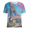 thumbnail image 5 of Blossoming Paris Eiffel Tower T Shirts Basic T-Shirt Short Sleeve Ladies Tee Shirt Summer Graphic Clothing, 5 of 6