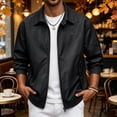 thumbnail image 2 of Men's Twill Golf Bomber Jacket Workwear Lightweight Water-Resistant Zip up Windbreaker with Stretch Cuffs Perfect for Golf & Casual Wear Big & Tall Size M-4XL Black, 2 of 5