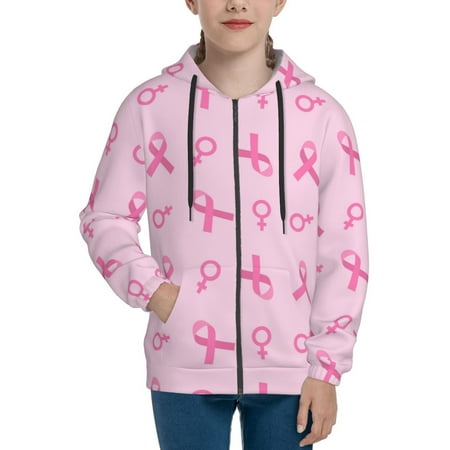 

Hoodies for Women Breast Cancer Awareness 1 Long Sleeve Sweatshirt Drawstring Zip Up Hoodie with Pockets Teen Girl Clothes