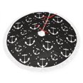 thumbnail image 2 of Christmas Tree Skirt, white anchor star black Christmas Tree Decorations Indoor, Tree Skirts Mat With Tassel Trim for Halloween New Year Holiday Christmas Party Decor 48 Inches, 2 of 7