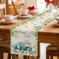 thumbnail image 5 of Easter Table Runner 60 Inches Long Farmhouse Dress Scarves, Green Plaid Blue Truck Eggs Bunny Rustic Dining Tablerunner for Coffee Table/Kitchen Island/Party Décor, 13" x 60", 5 of 8