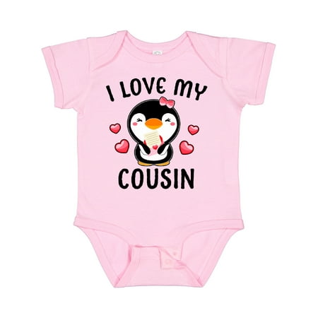 

Inktastic I Love My Cousin with Cute Penguin and Hearts Girls Baby Bodysuit