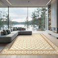 thumbnail image 2 of ODIKA 6'x9' Ultra-Soft Area Rug, Beige Motif Vintage Trellis Distressed Lattice Textured Pile None Washable, Bare feet friendly, Silk-Touch for Guest Room, Bedroom, 2 of 7