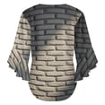 thumbnail image 6 of White Brick Stone Wall Women's V-Neck Blouse With 3/4 Ruffled Bell Sleeves Casual Top Ladies Blouses, 6 of 7