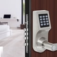 thumbnail image 4 of Silver Zinc Alloy Electronic Door Lock with 4 Unlocking Methods (Password/RF Card/Remote/Key), Reversible Handle, Backlit Keypad, Auto-Lock, Fits 35-60mm Thick Left/Right Doors, for Home Office Hotel, 4 of 7