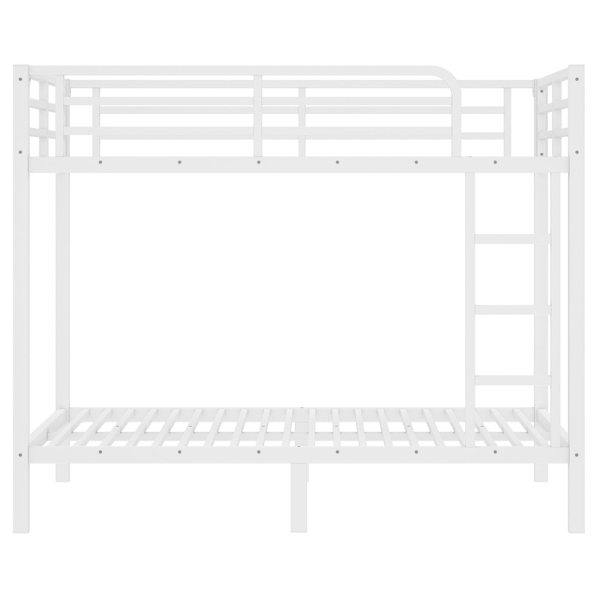 Miniyam Metal Full over Full Bunk Bed with Guardrails, Ladder for Teens and Adults, White