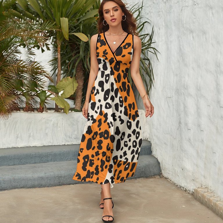 luxury print dresses Leopard Print Pattern Art Sleeveless Dress Women's Summer Suit Dresses for Women 2025 Luxury Party Dress