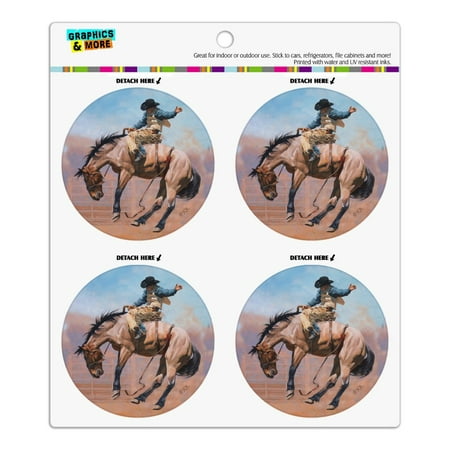 

Saddle Bronc Horse Cowboy Riding Rodeo Event Refrigerator Fridge Locker Vinyl Circle Magnet Set