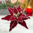 thumbnail image 5 of Large Glitter Christmas Flowers, Artificial Velvet Cloth Christmas Tree Flower Ornaments Fold Floral for Christmas New Year Party Wedding Decorations (Red), 5 of 8