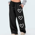 thumbnail image 2 of CHUMUD Women's Open-bottom Fleece Sweatpants Wide Leg Baggy Heart Print Sweat Pants Drawstring High Waisted Jogger Pants with Pockets, 2 of 6