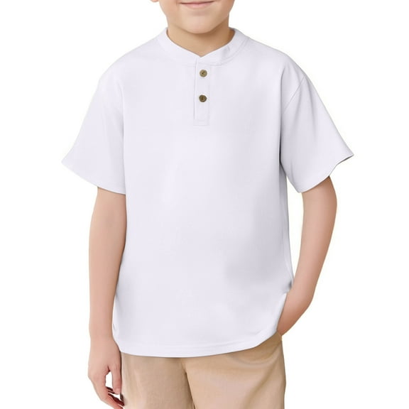 Little Boys' Polo Shirts White Polo Shirt Kids Collar Shirts Boys Short Sleeve Toddler Shirts Boys Polo Shirts Size 5-6 Years